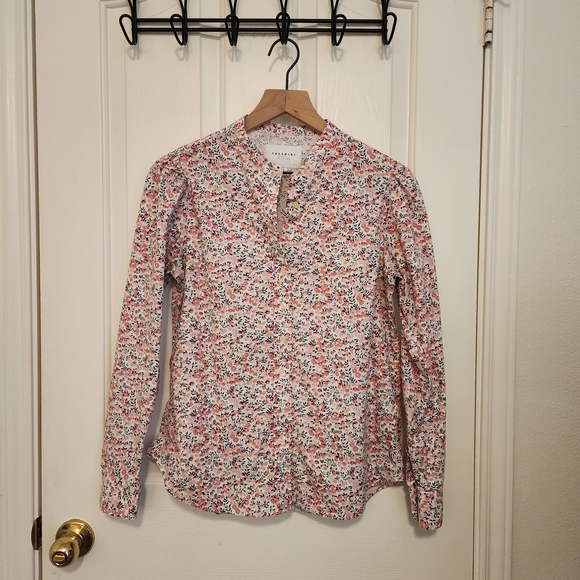 The Shirt by Rochelle Behrens Tops - The Shirt by Rochelle Behrens Floral Button Down Shirt - Pink and White